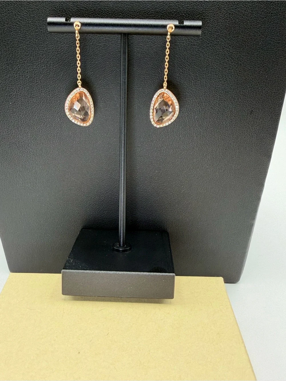 Genevive Rose Gold 18K plated silver Teardrop Dangle Earrings